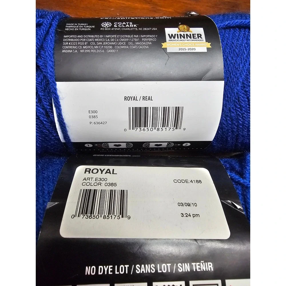 Red Heart Super Saver Yarn Royal Color 385‎ Medium Weight Acrylic 2 Skeins